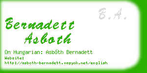 bernadett asboth business card